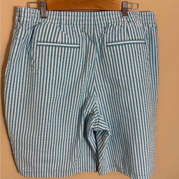 Land End Blue and White Stripe Seersucker Pull On Short Womans Size 18W - Picture 2 of 7